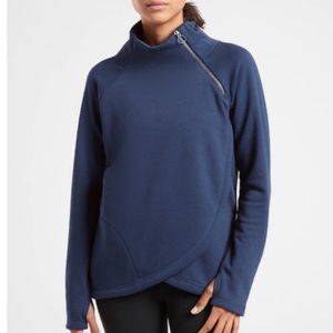 Athleta cozy Karma Asym Pullover. Navy Blue. Size Medium